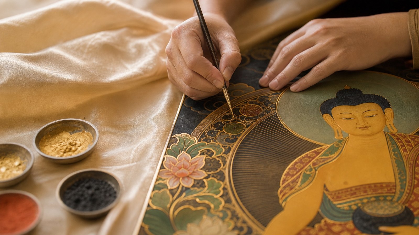 唐卡描金工艺细节